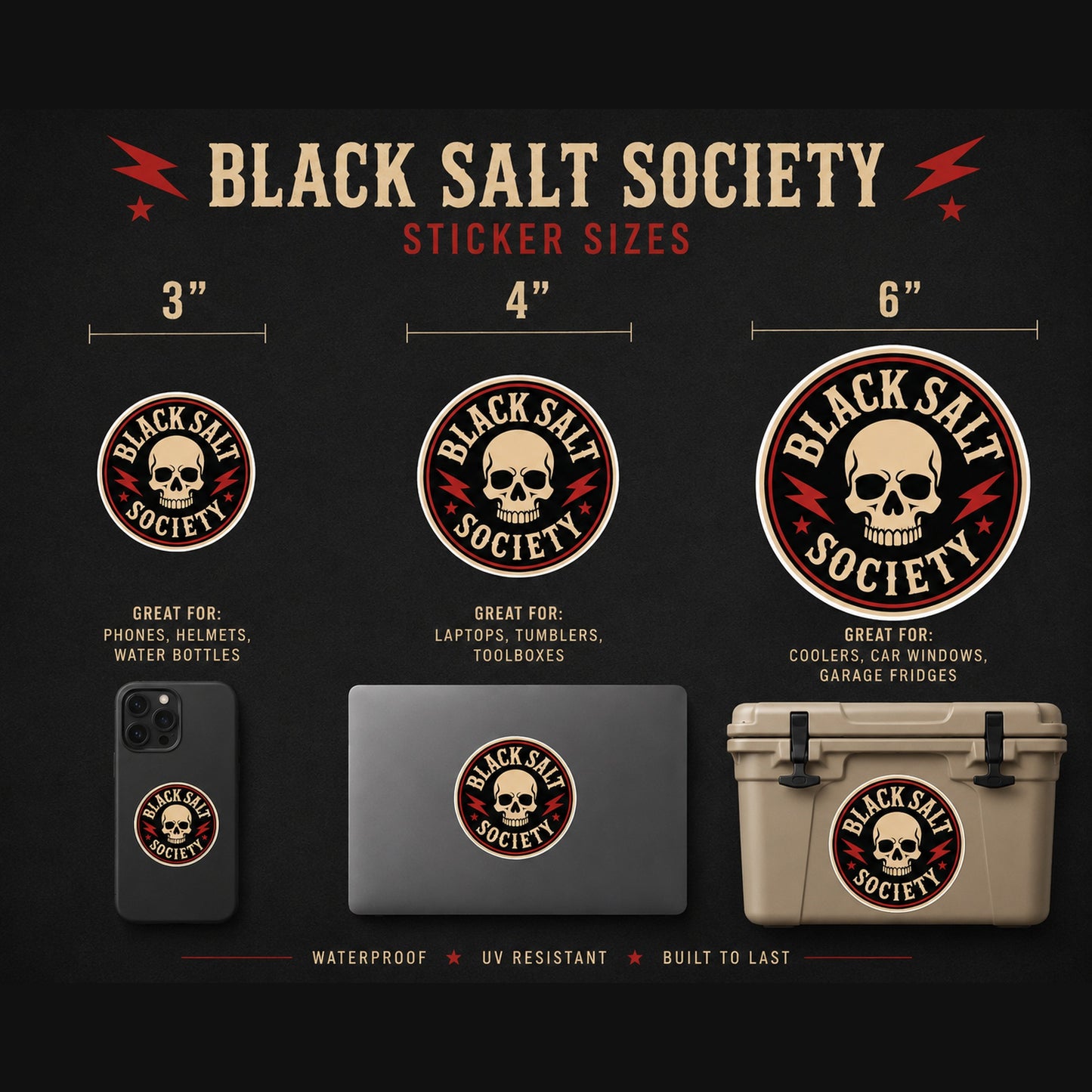 Black Salt Society Logo Sticker - Vinyl BSS Skull Sticker
