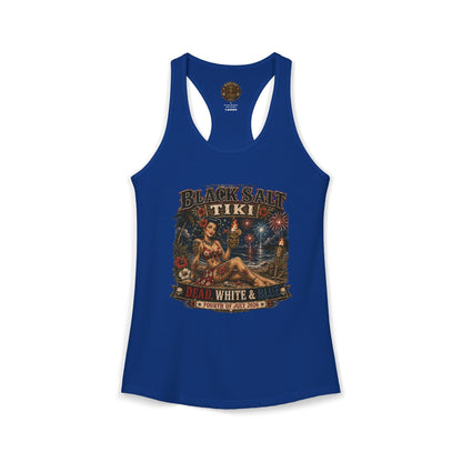 Dead, White & Blue Tiki Racerback Tank – Black Salt Tiki