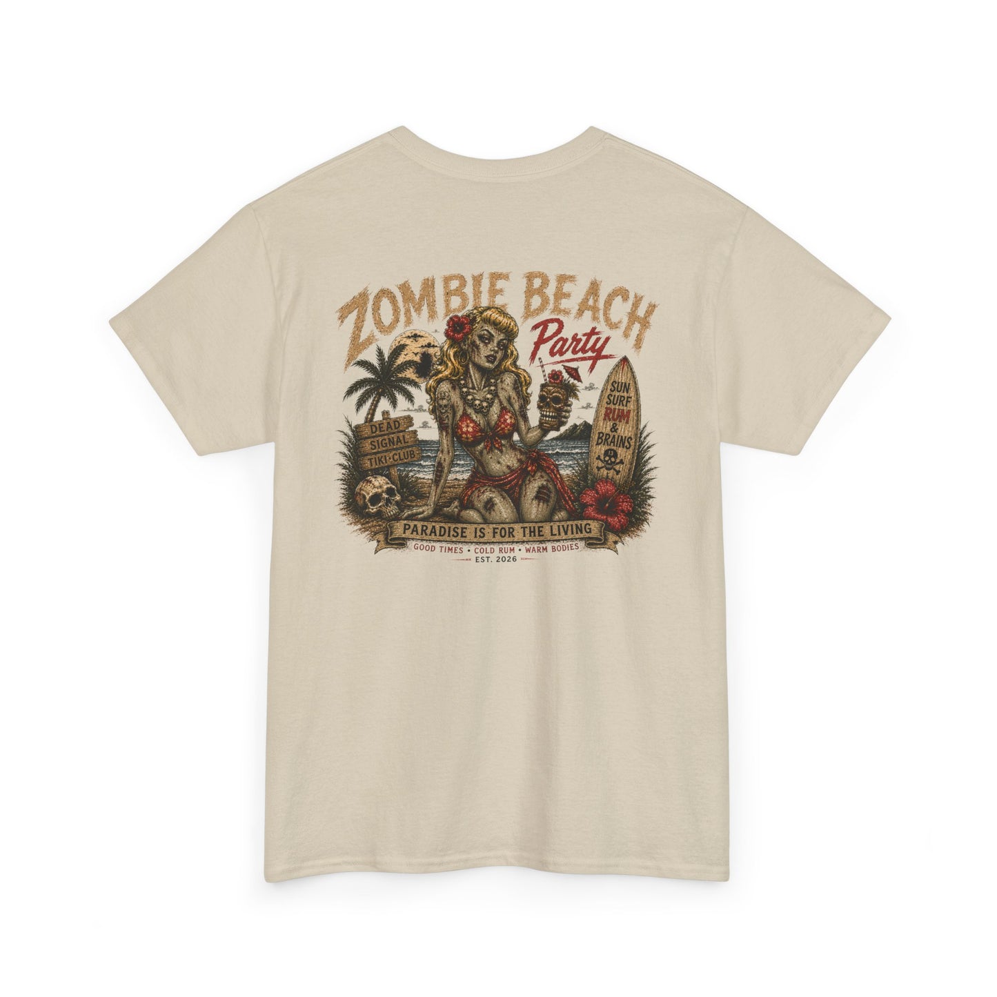 Zombie Beach Party Tee – Black Salt Tiki
