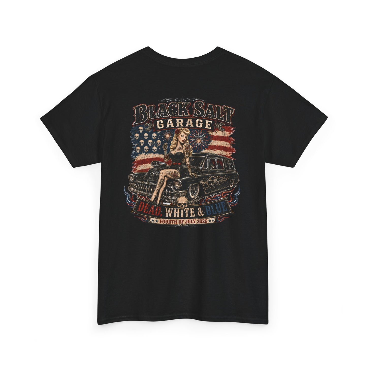 Dead, White & Blue Garage Pinup T-Shirt – Black Salt Garage