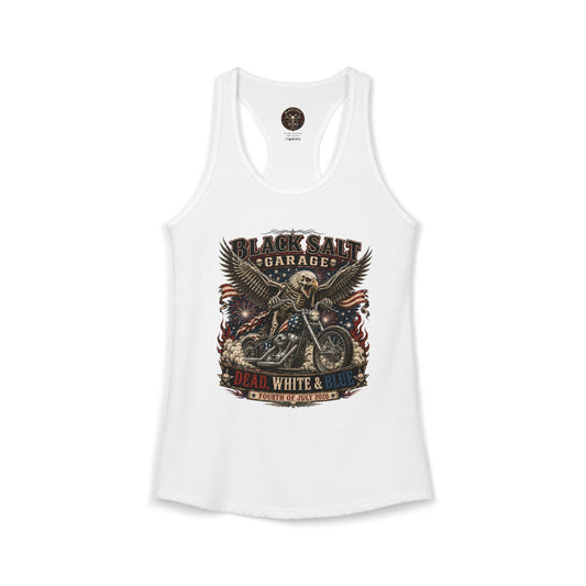 Dead, White & Blue Motorcycle Racerback Tank – Black Salt Garage