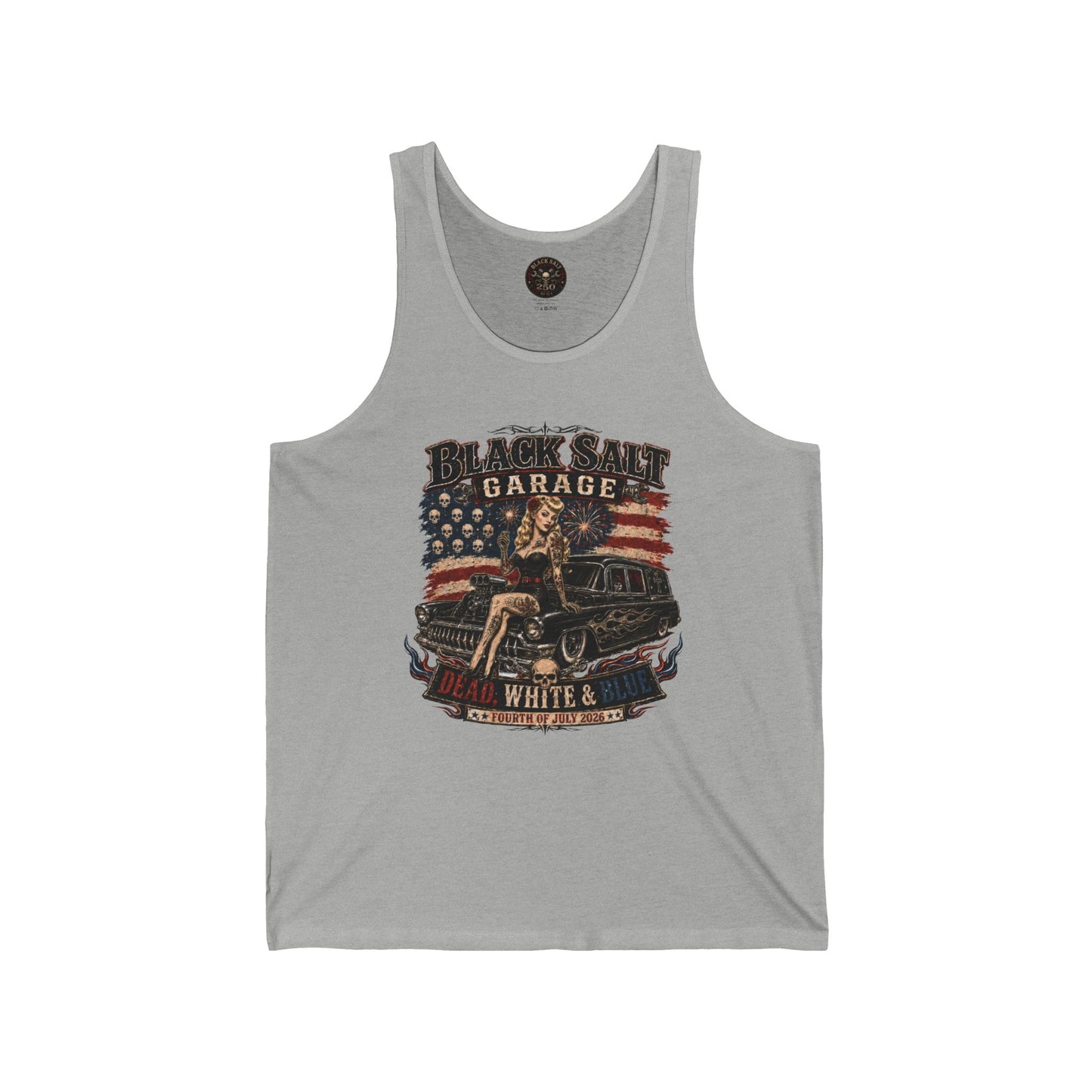 Dead, White & Blue Garage Pinup Jersey Tank – Black Salt Garage