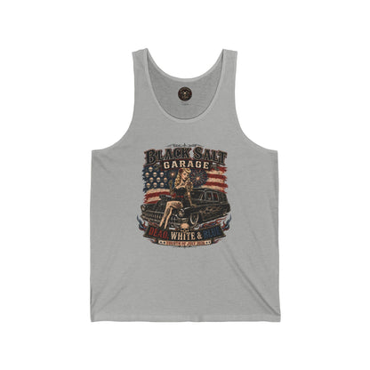 Dead, White & Blue Garage Pinup Jersey Tank – Black Salt Garage