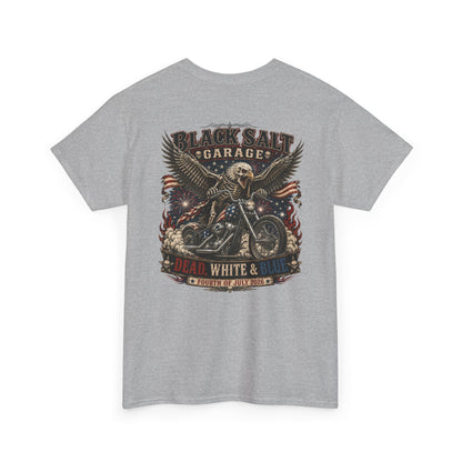 Dead, White & Blue Motorcycle Shirt – Black Salt Garage 4th of July Tee