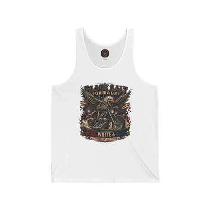 Dead, White & Blue Motorcycle Jersey Tank – Black Salt Garage 4th of July Tank