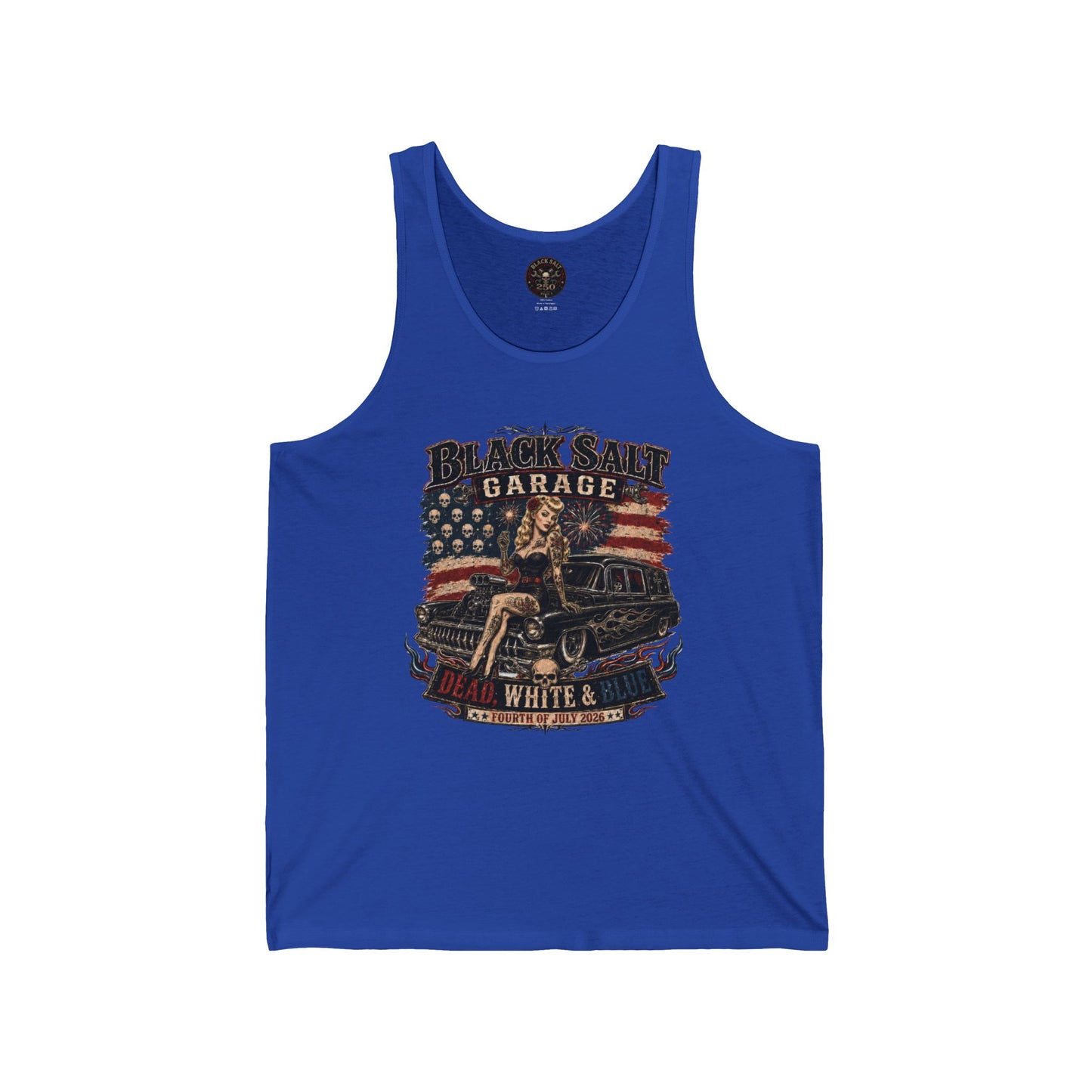Dead, White & Blue Garage Pinup Jersey Tank – Black Salt Garage