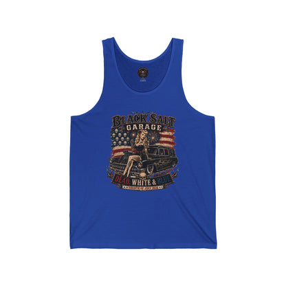 Dead, White & Blue Garage Pinup Jersey Tank – Black Salt Garage