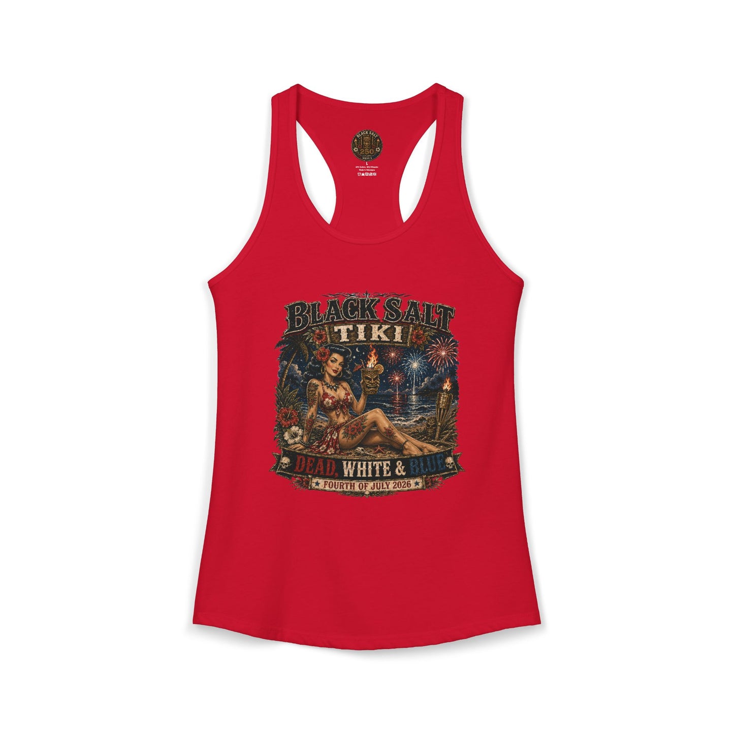 Dead, White & Blue Tiki Racerback Tank – Black Salt Tiki
