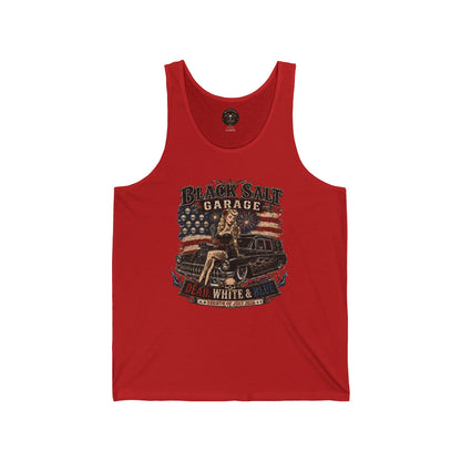 Dead, White & Blue Garage Pinup Jersey Tank – Black Salt Garage