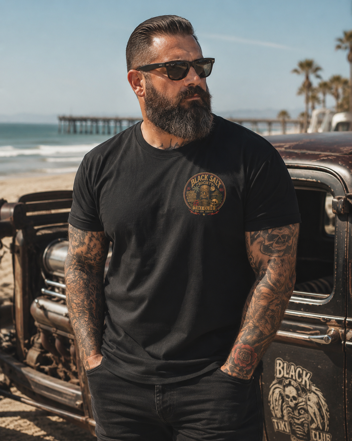 Zombie Beach Party Tee – Black Salt Tiki