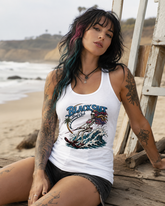 Black Salt Surf Waterski Girl Racerback Tank