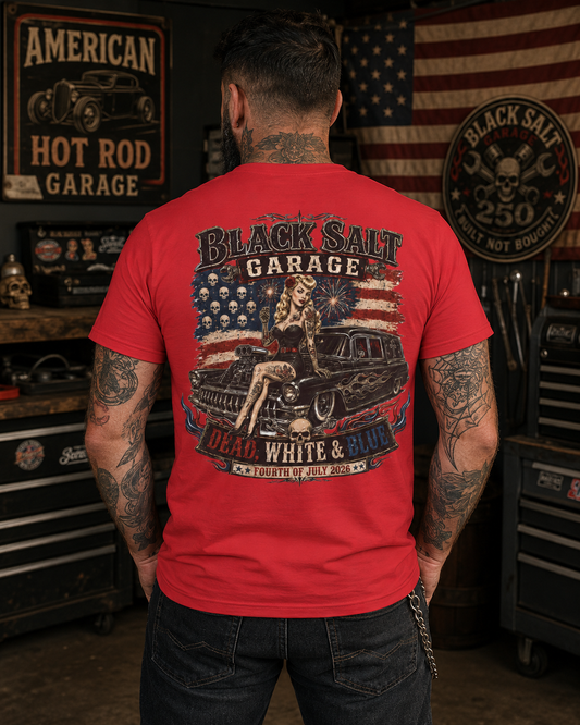 Dead, White & Blue Garage Pinup T-Shirt – Black Salt Garage