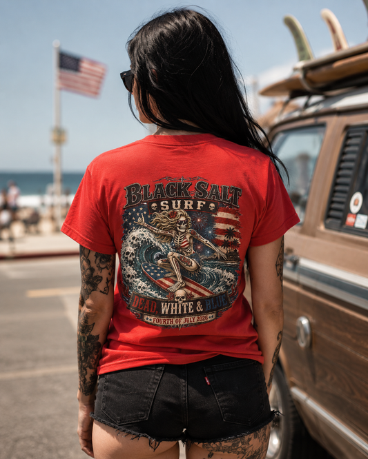Dead, White & Blue Surf T-Shirt – Black Salt Surf
