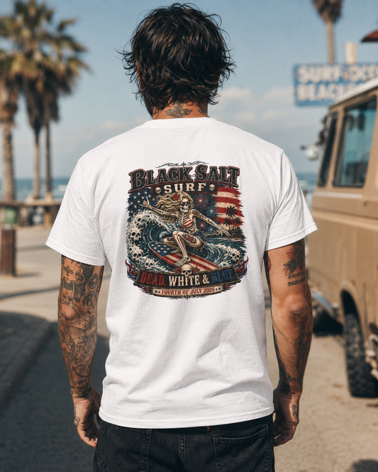 Dead, White & Blue Surf T-Shirt – Black Salt Surf