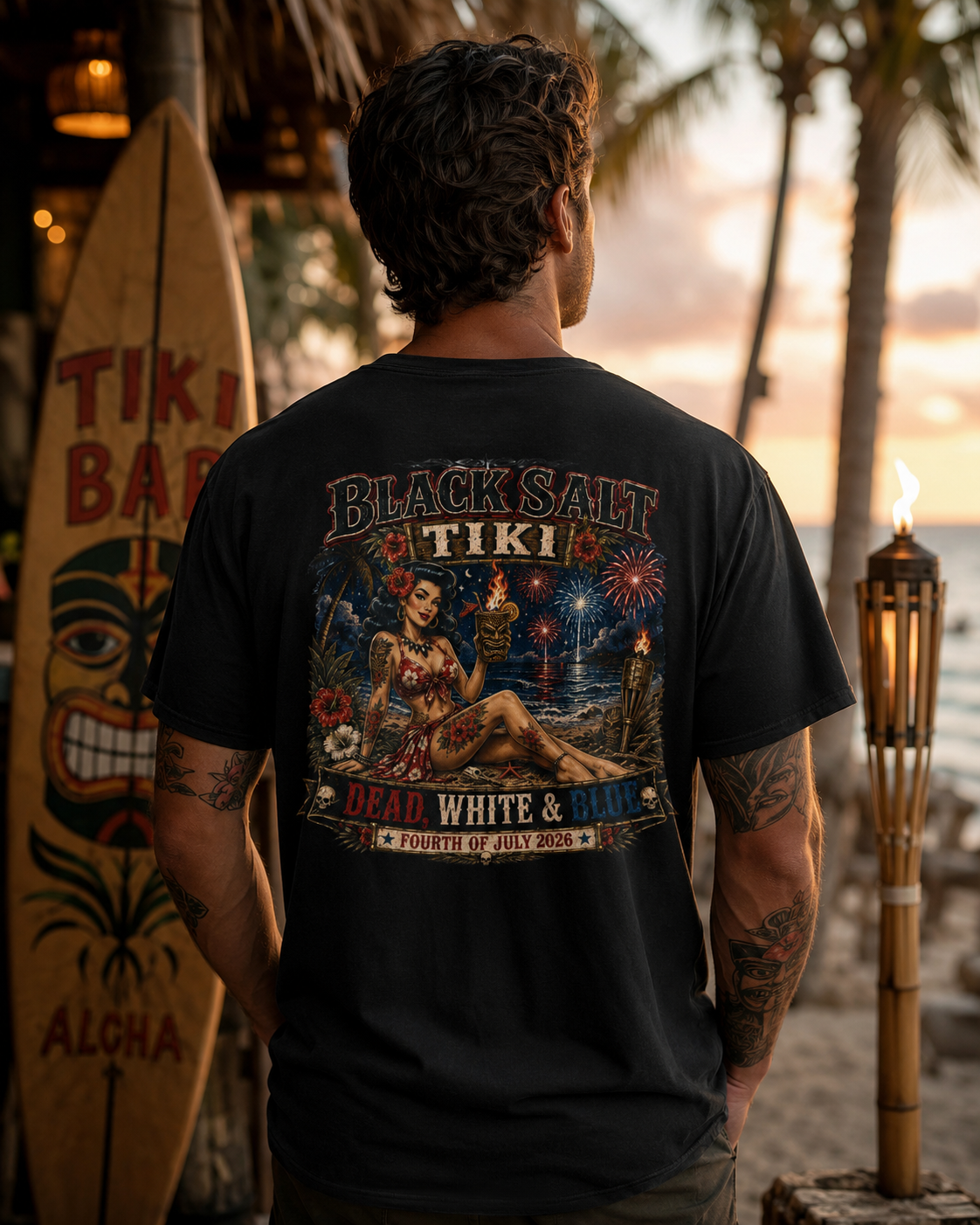 Dead, White & Blue Tiki T-Shirt – Black Salt Tiki
