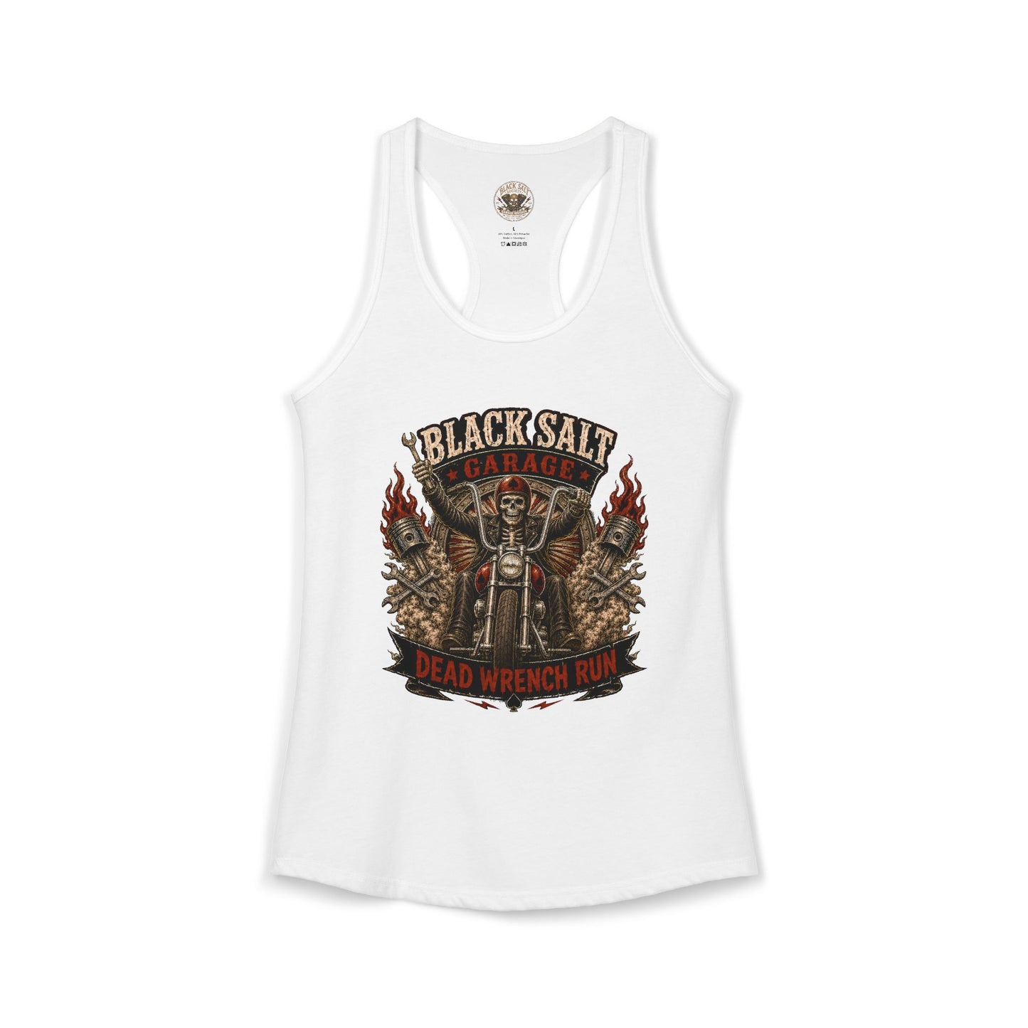 Dead Wrench Run Black Salt Garage Racerback Tank
