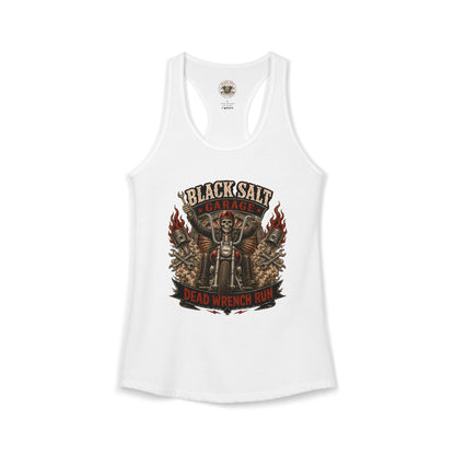 Dead Wrench Run Black Salt Garage Racerback Tank
