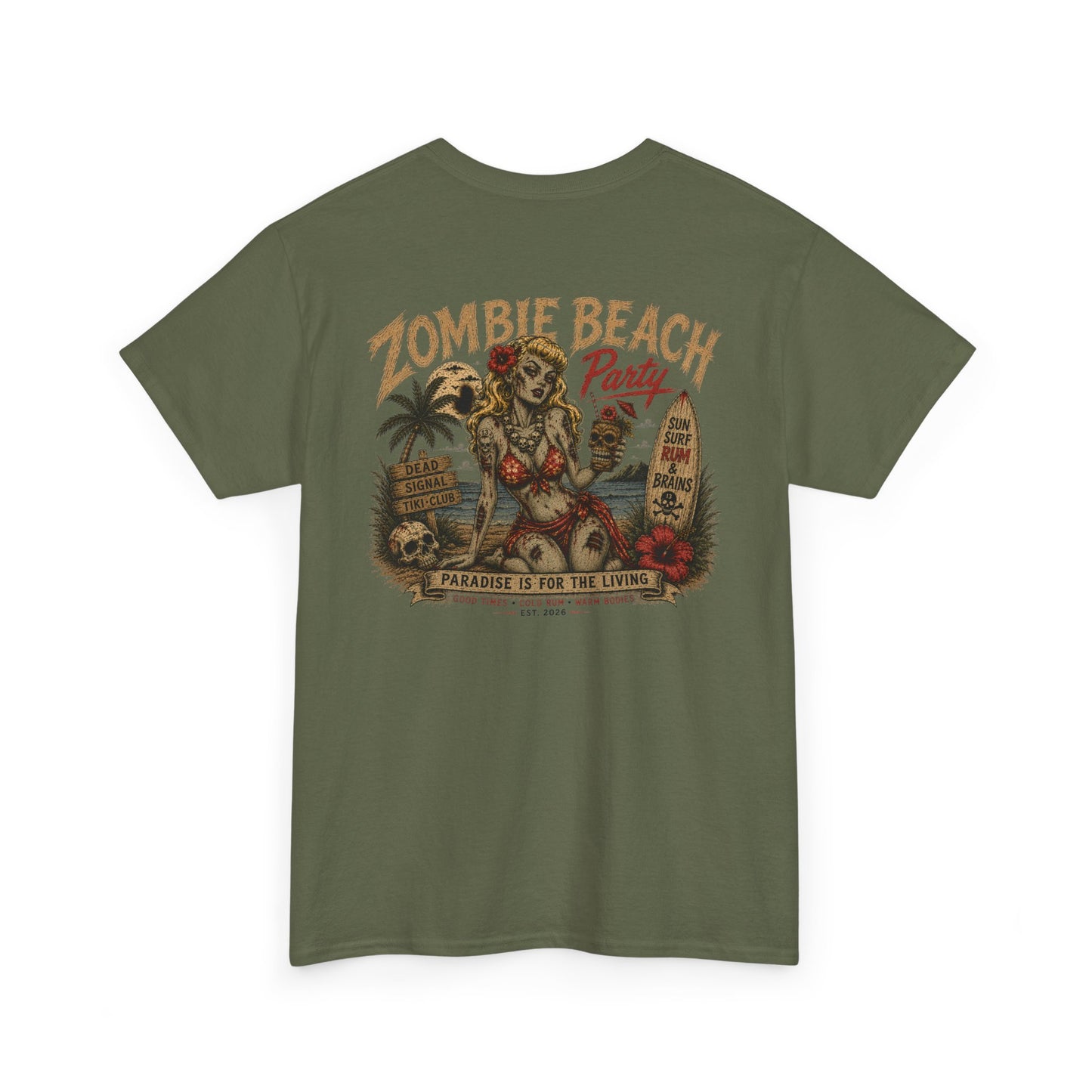 Zombie Beach Party Tee – Black Salt Tiki