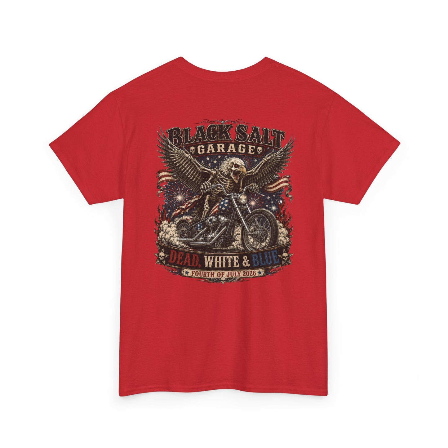 Dead, White & Blue Motorcycle Shirt – Black Salt Garage 4th of July Tee