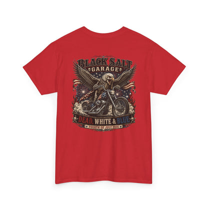 Dead, White & Blue Motorcycle Shirt – Black Salt Garage 4th of July Tee