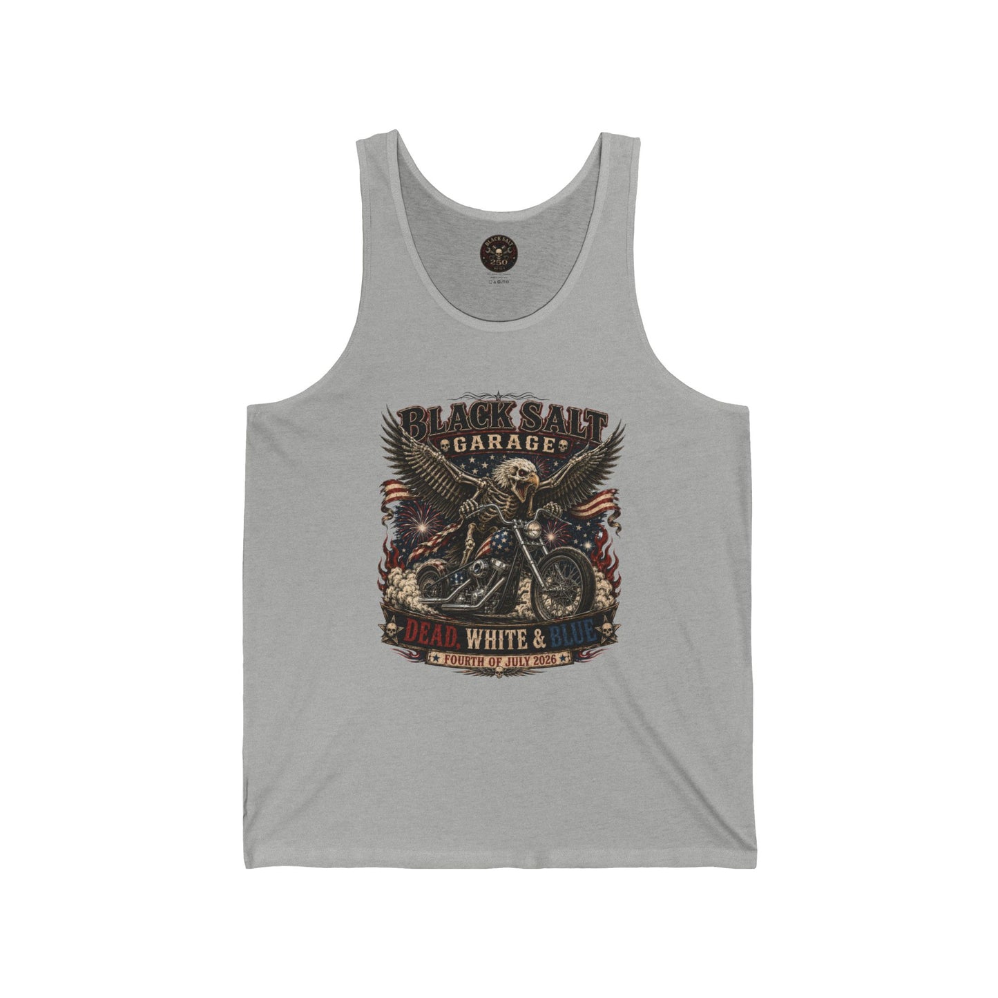 Dead, White & Blue Motorcycle Jersey Tank – Black Salt Garage 4th of July Tank