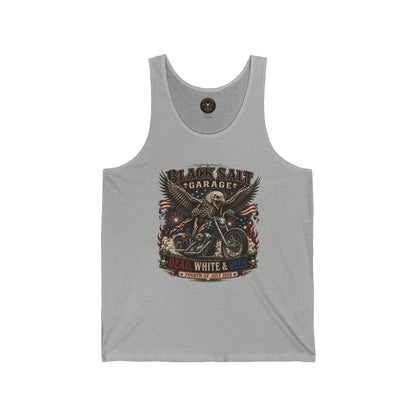 Dead, White & Blue Motorcycle Jersey Tank – Black Salt Garage 4th of July Tank