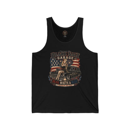 Dead, White & Blue Garage Pinup Jersey Tank – Black Salt Garage