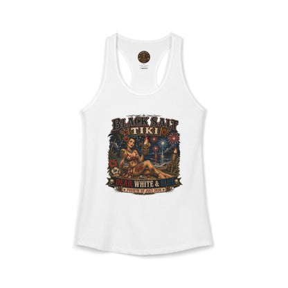 Dead, White & Blue Tiki Racerback Tank – Black Salt Tiki