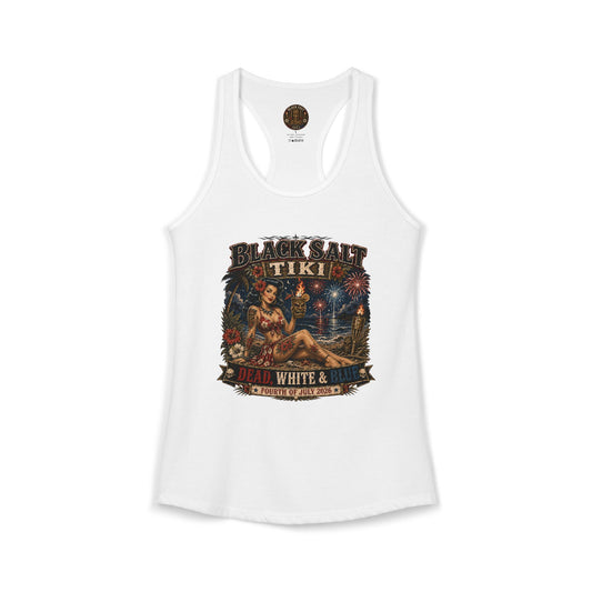 Dead, White & Blue Tiki Racerback Tank – Black Salt Tiki