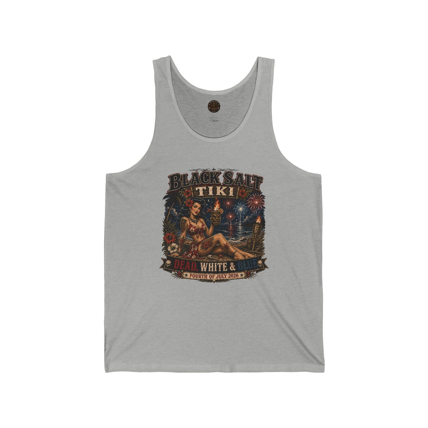 Dead, White & Blue Tiki Jersey Tank – Black Salt Tiki
