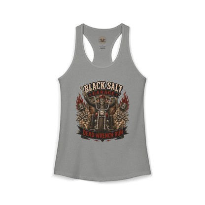 Dead Wrench Run Black Salt Garage Racerback Tank