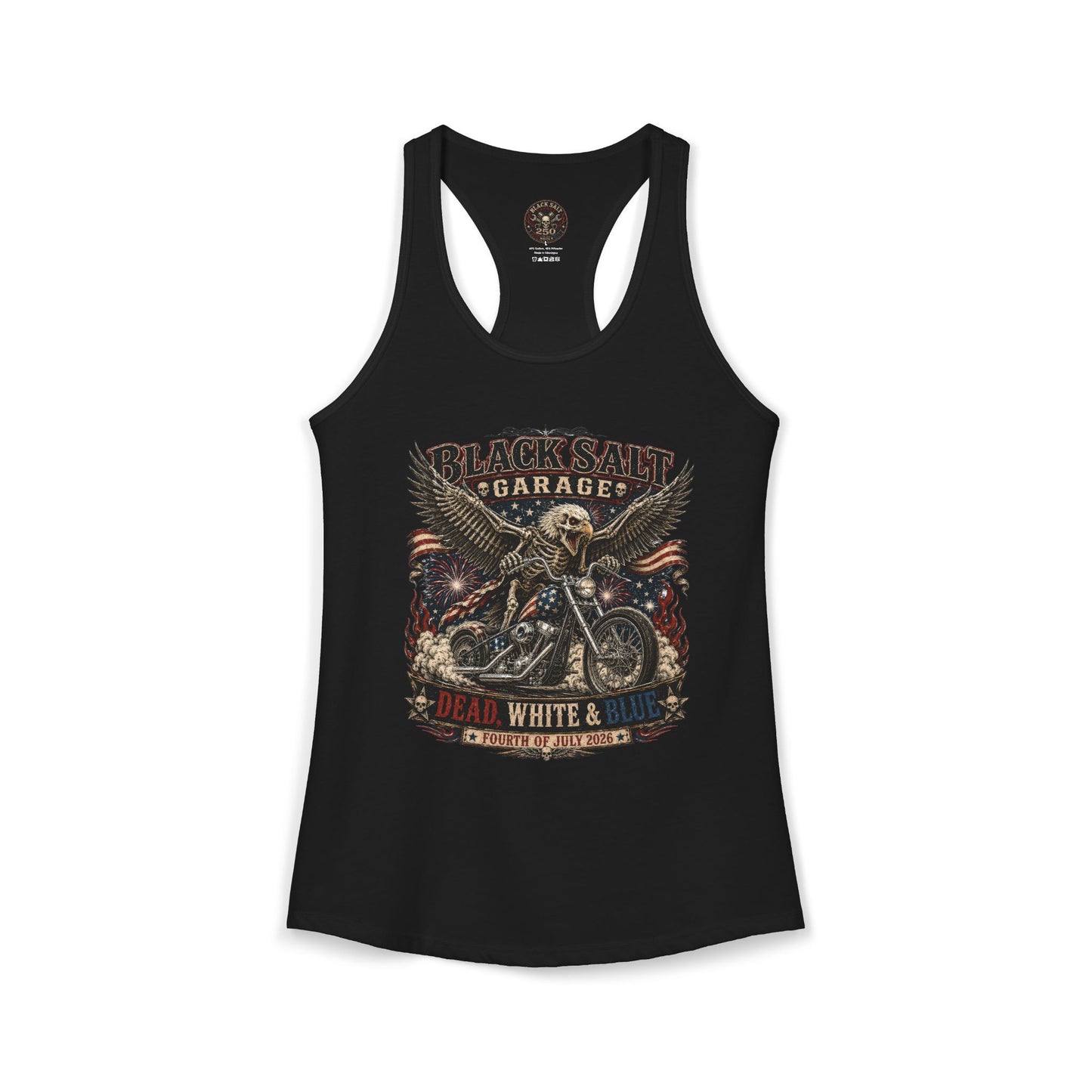 Dead, White & Blue Motorcycle Racerback Tank – Black Salt Garage