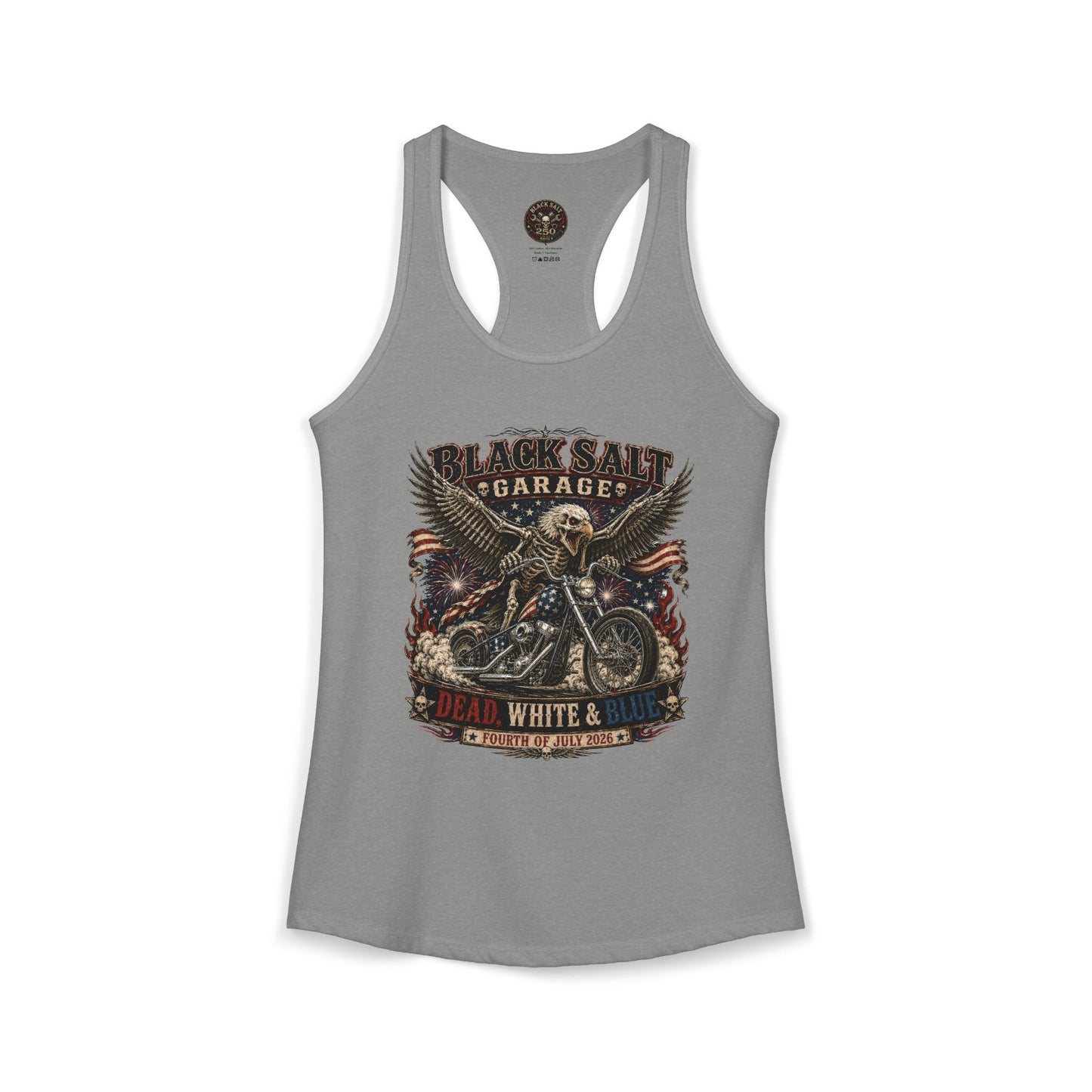Dead, White & Blue Motorcycle Racerback Tank – Black Salt Garage