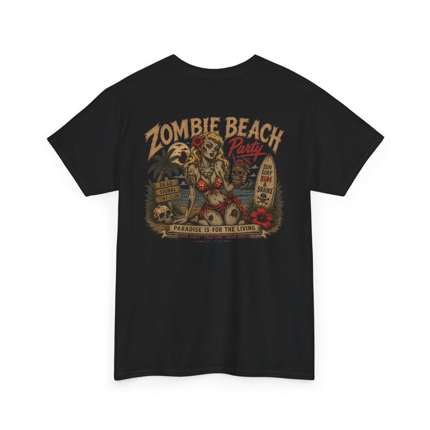 Zombie Beach Party Tee – Black Salt Tiki