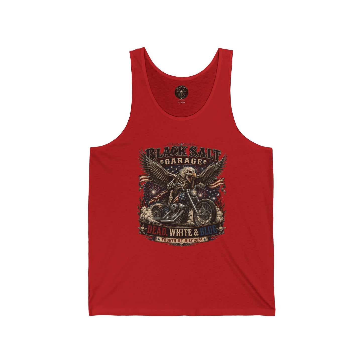 Dead, White & Blue Motorcycle Jersey Tank – Black Salt Garage 4th of July Tank