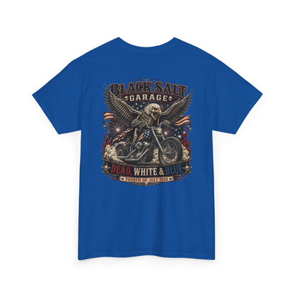 Dead, White & Blue Motorcycle Shirt – Black Salt Garage 4th of July Tee