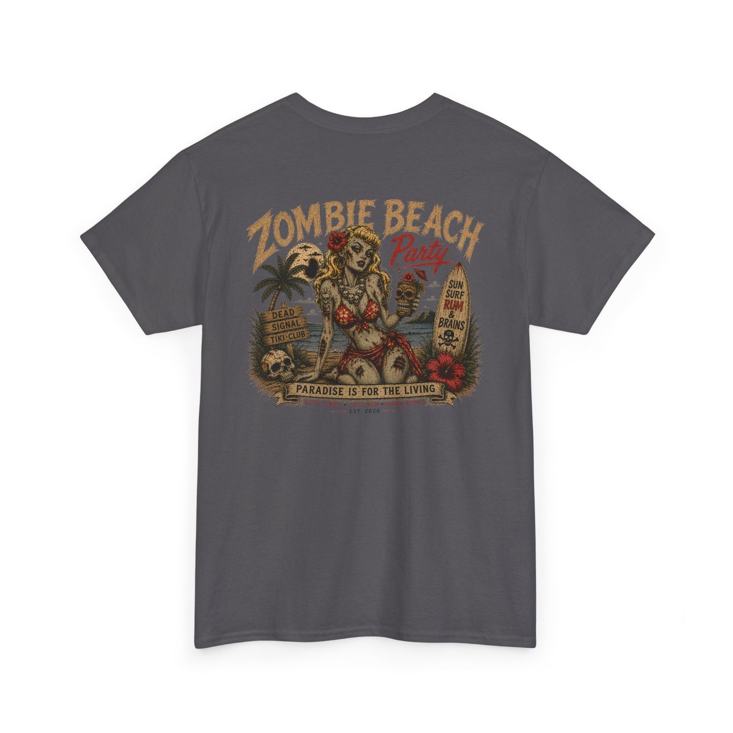 Zombie Beach Party Tee – Black Salt Tiki