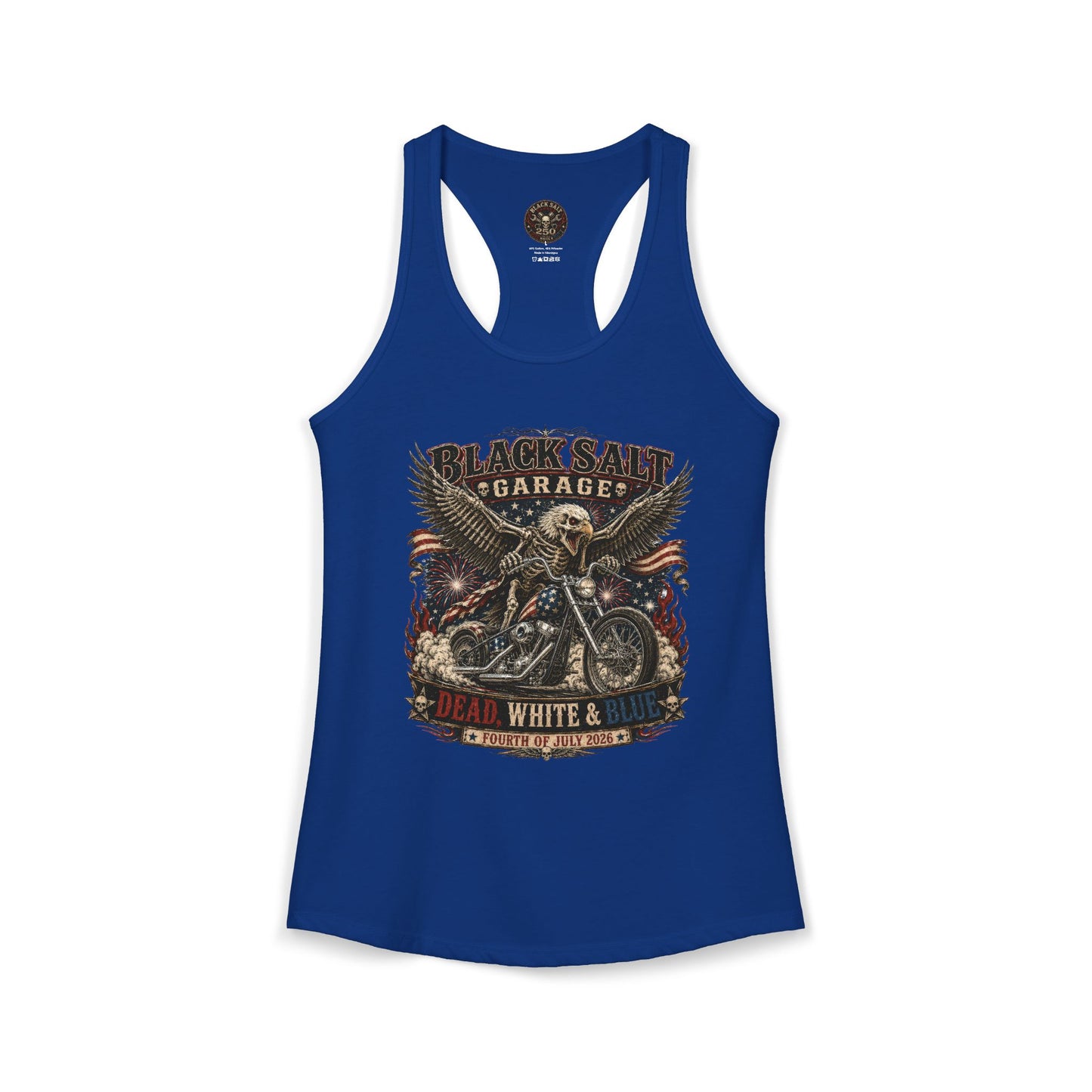 Dead, White & Blue Motorcycle Racerback Tank – Black Salt Garage