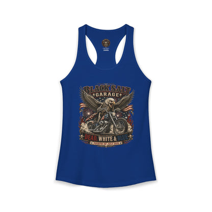 Dead, White & Blue Motorcycle Racerback Tank – Black Salt Garage