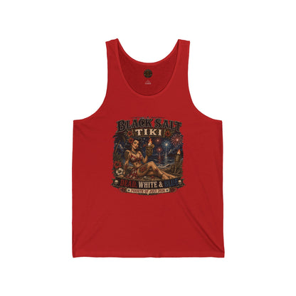 Dead, White & Blue Tiki Jersey Tank – Black Salt Tiki
