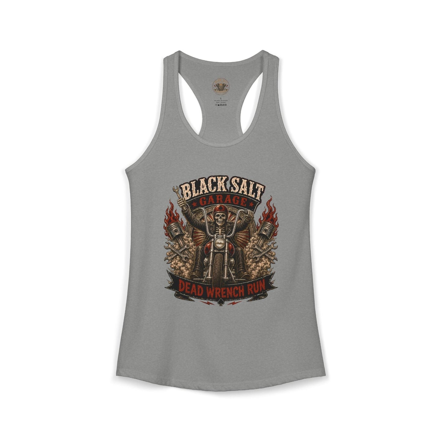 Dead Wrench Run Black Salt Garage Racerback Tank