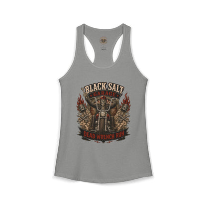 Dead Wrench Run Black Salt Garage Racerback Tank