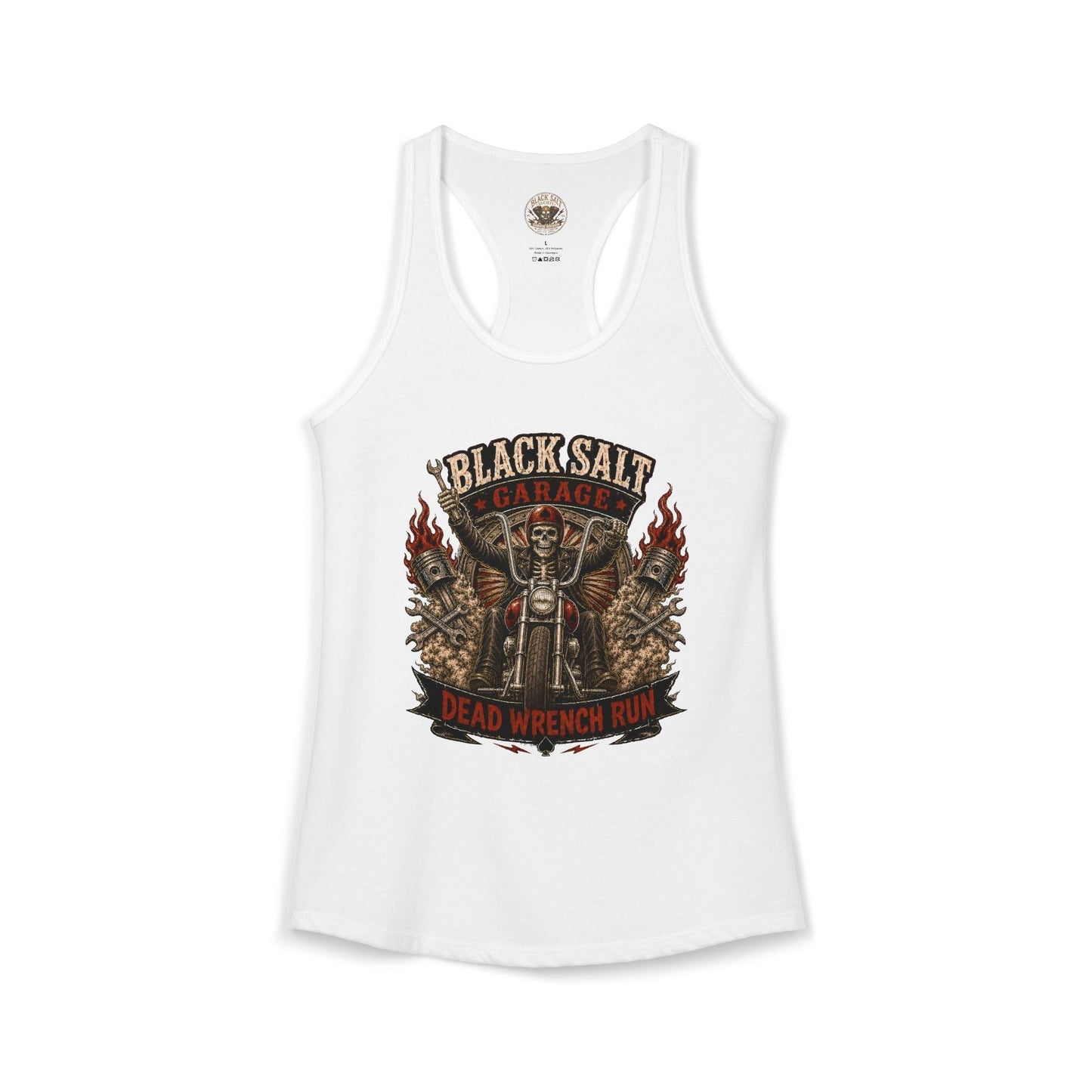 Dead Wrench Run Black Salt Garage Racerback Tank