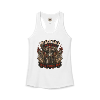 Dead Wrench Run Black Salt Garage Racerback Tank
