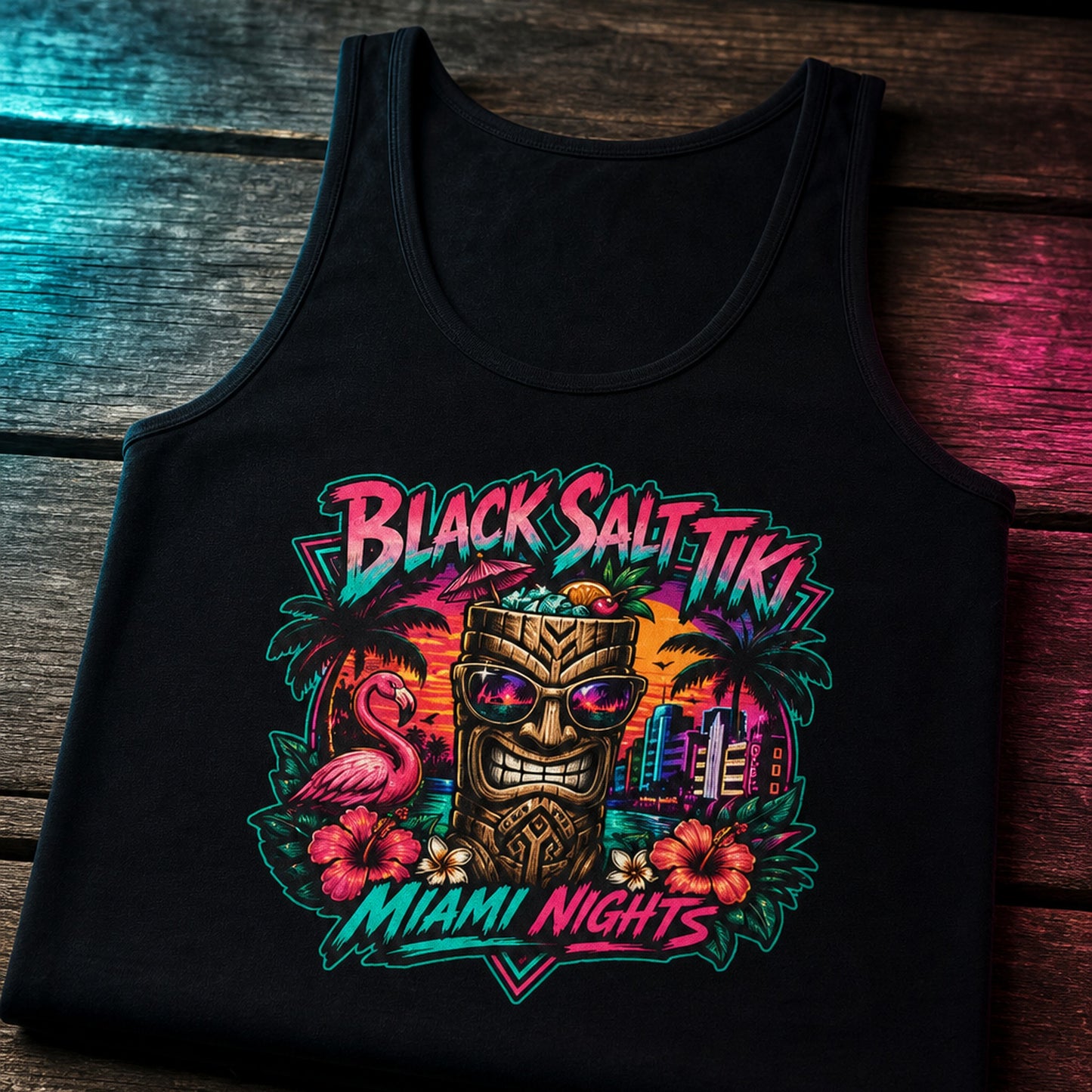 Miami Nights Jersey Tank – Black Salt Tiki