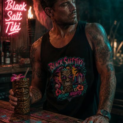 Miami Nights Jersey Tank – Black Salt Tiki