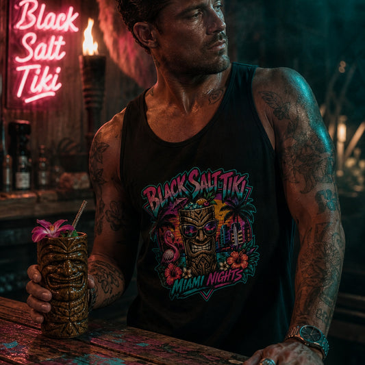 Miami Nights Jersey Tank – Black Salt Tiki