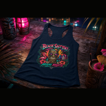 Miami Nights Racerback Tank – Black Salt Tiki