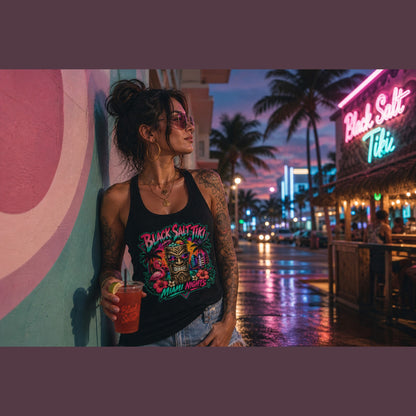 Miami Nights Racerback Tank – Black Salt Tiki