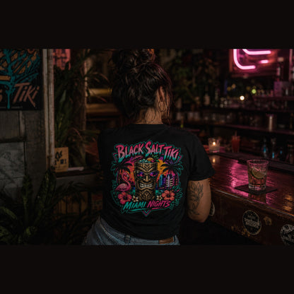 Miami Nights Tee – Black Salt Tiki